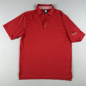 Footjoy Polo Shirt Men's Medium Red Golf Performance Lakeshore‎ Country Club